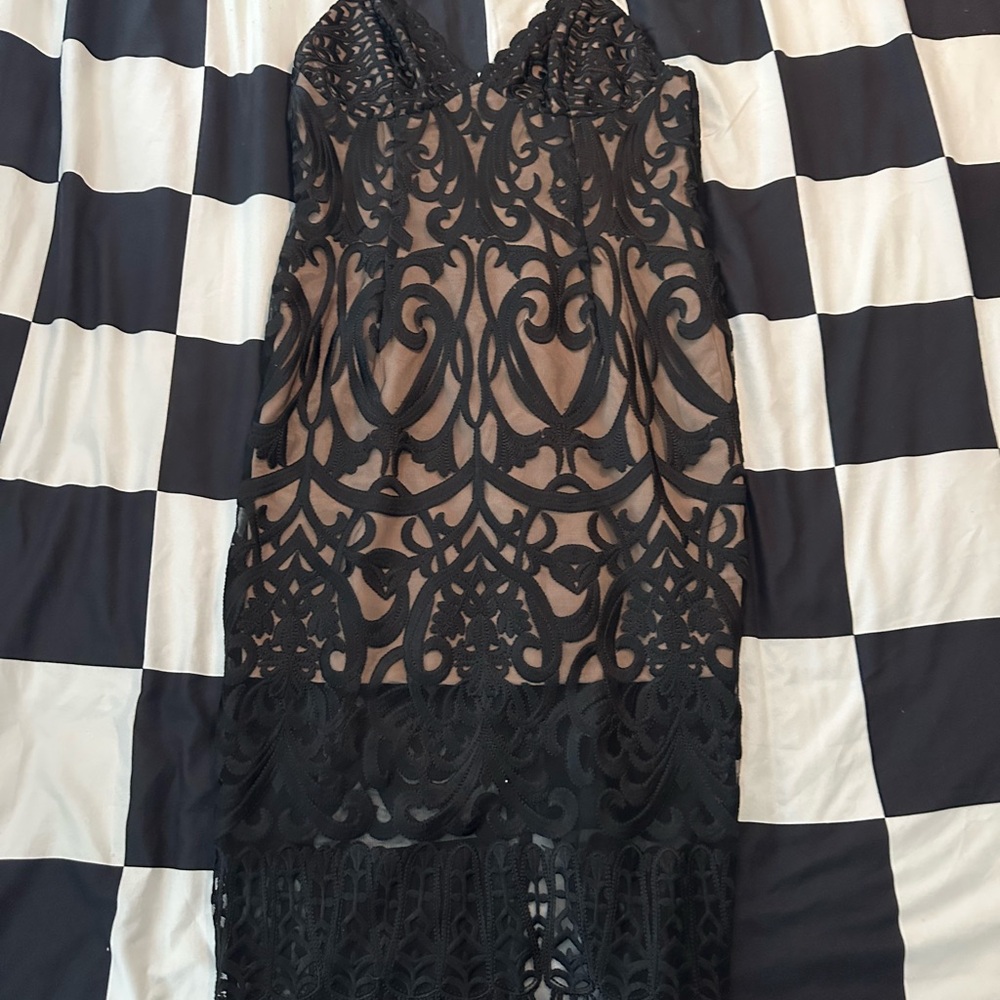 Bardot Black Lace Detail Dress